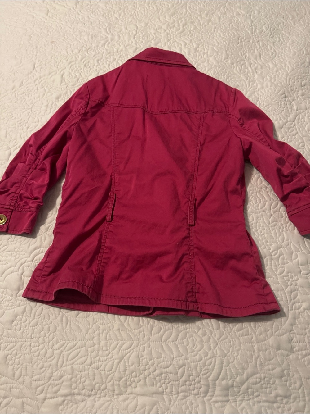 LaRok Raspberry Utility Jacket with Gold Buttons - Picture 3 of 3